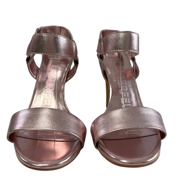 NWOT Karl Lagerfeld Paris Cieone Metallic Leather Ankle Strap Sandals Size 8.5M - Picture 9 of 16